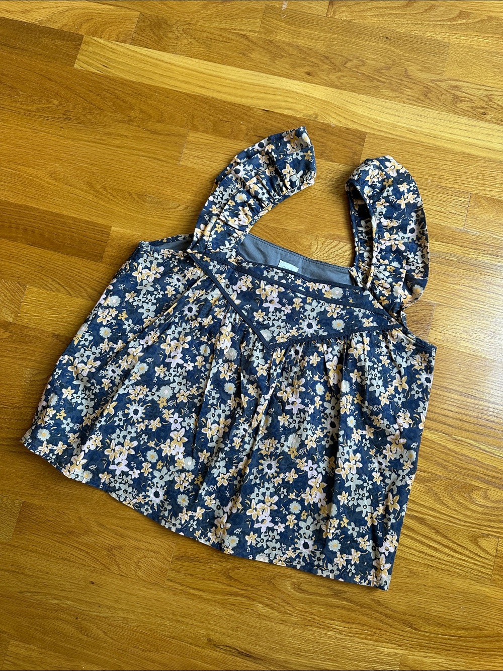 Roan + Ryan Floral Ruffle Strap Babydoll Tank Top XS Cottagecore